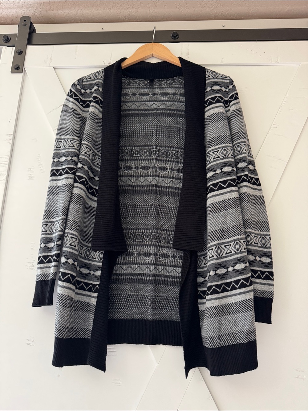 Maurices Black & Gray Striped Knit Cardigan Sweater